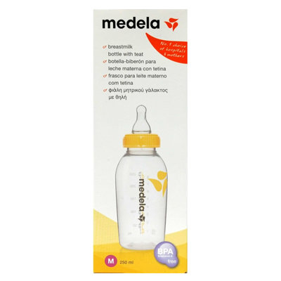 Medela Biberón de alimentación de flujo medio, Sin BPA, 250 ml